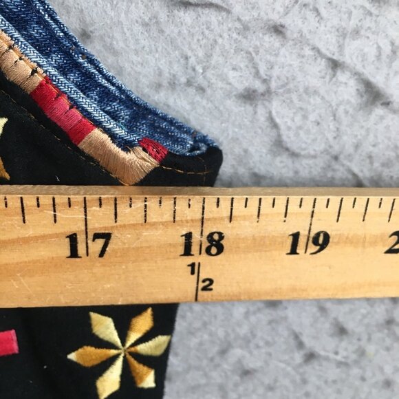 Vintage Hairston Roberson Ropa Vest Womens M  Blue Denim Embroidery Boho Art - Picture 5 of 16